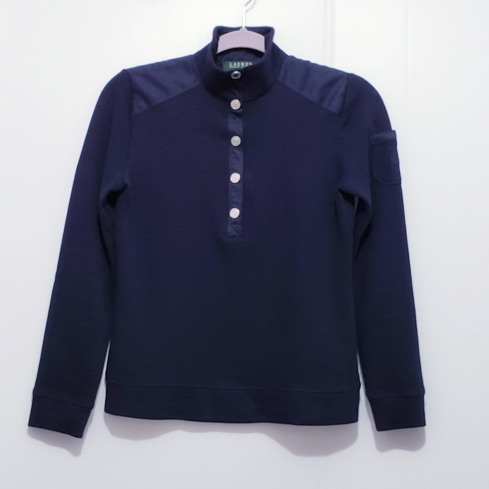 L R L Blue Pullover Mockneck Sweater Size P/P